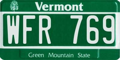 VT license plate WFR769