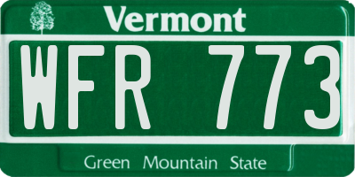 VT license plate WFR773