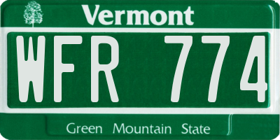 VT license plate WFR774
