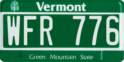 VT license plate WFR776