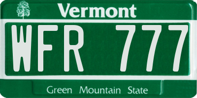 VT license plate WFR777