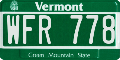 VT license plate WFR778
