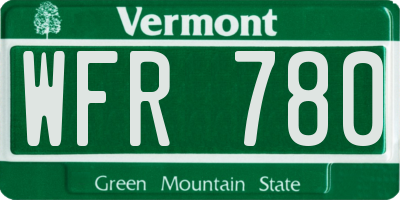 VT license plate WFR780