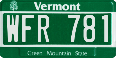 VT license plate WFR781