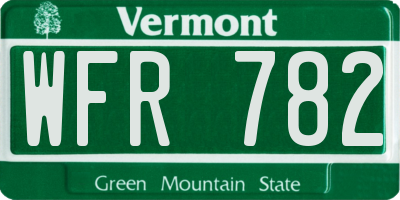 VT license plate WFR782