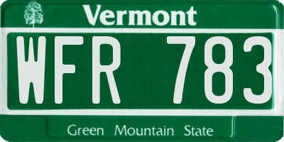 VT license plate WFR783