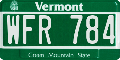 VT license plate WFR784