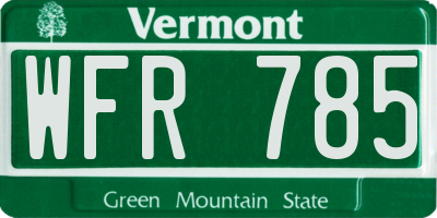 VT license plate WFR785
