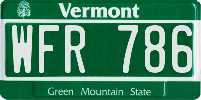VT license plate WFR786