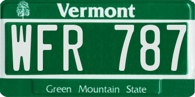 VT license plate WFR787