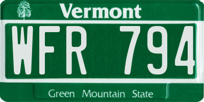 VT license plate WFR794