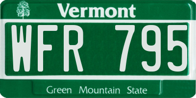 VT license plate WFR795