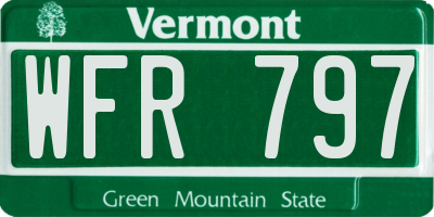 VT license plate WFR797