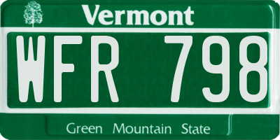 VT license plate WFR798