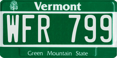 VT license plate WFR799
