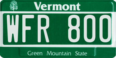 VT license plate WFR800