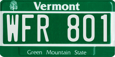 VT license plate WFR801