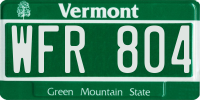 VT license plate WFR804