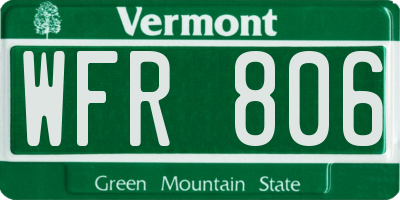 VT license plate WFR806