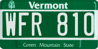VT license plate WFR810