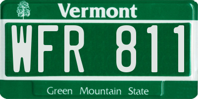 VT license plate WFR811