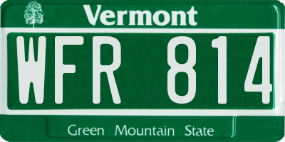 VT license plate WFR814