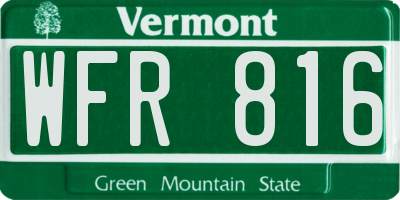 VT license plate WFR816