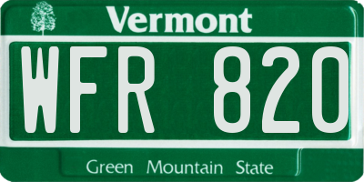 VT license plate WFR820