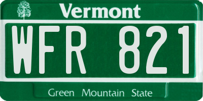 VT license plate WFR821