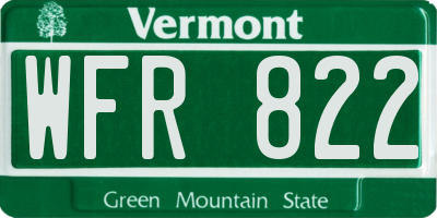 VT license plate WFR822
