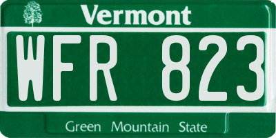 VT license plate WFR823