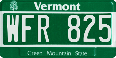 VT license plate WFR825