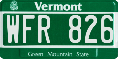 VT license plate WFR826
