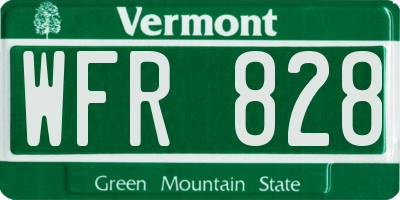 VT license plate WFR828