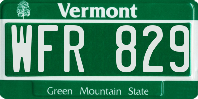 VT license plate WFR829
