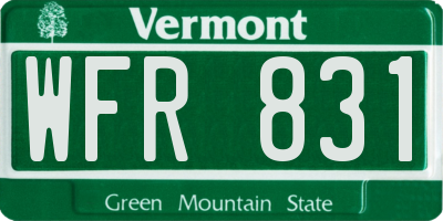 VT license plate WFR831