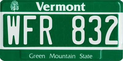 VT license plate WFR832