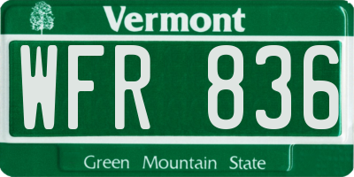 VT license plate WFR836