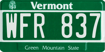 VT license plate WFR837