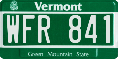 VT license plate WFR841