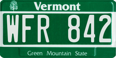 VT license plate WFR842