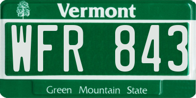 VT license plate WFR843