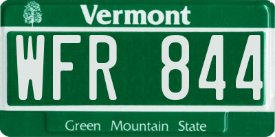 VT license plate WFR844