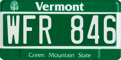 VT license plate WFR846