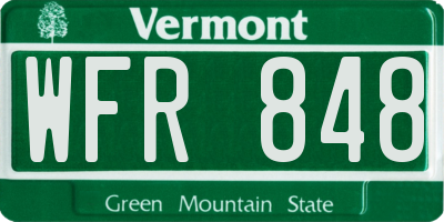 VT license plate WFR848