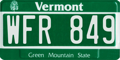 VT license plate WFR849