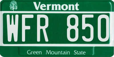 VT license plate WFR850