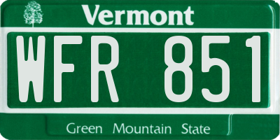 VT license plate WFR851