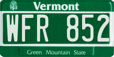 VT license plate WFR852