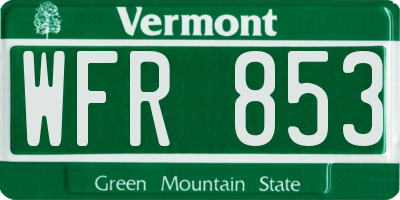 VT license plate WFR853